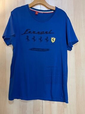 Ferrari Royal Blue Logo Tee with Yellow Shield